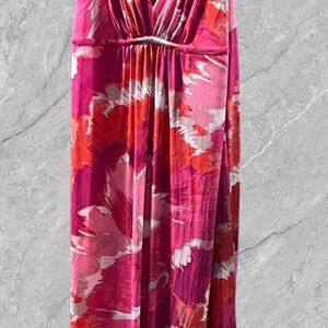 Natori, Vibrant Pink and Red Maxi Dress